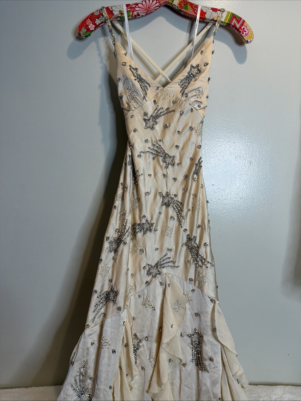 For Love & Lemons Elea Beaded Shooting Stars Ruffles Dreamy Maxi Dress XXS - Picture 6 of 11